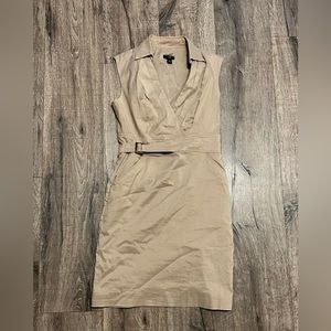 Ann Taylor khaki wrap dress - size 0 petite 0p sleeveless perfect for work